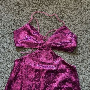 Sequin Pink Mini Dress